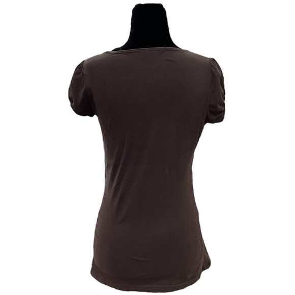 Spanish Harlem Brown Short Puff Sleeved Vintage T-Shirt - Picture 3 of 5